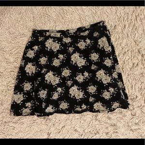 Black and White Floral Skirt